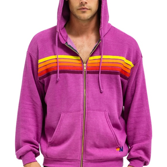 NWOT Aviator Nations 5 STRIPE RELAXED ZIP HOODIE - Picture 6 of 7